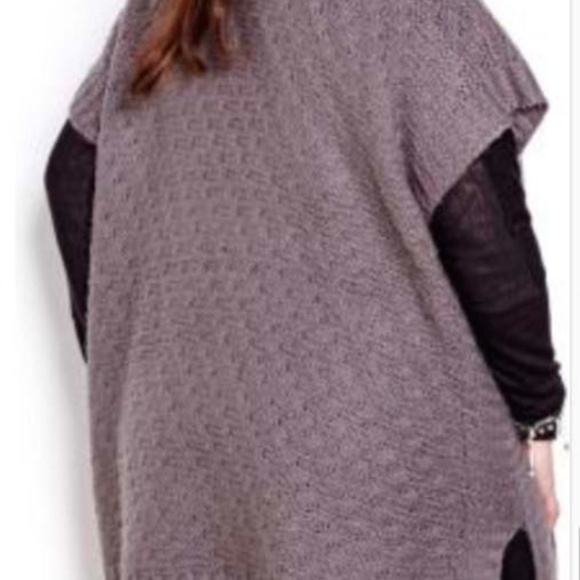 NEW PHOTOS! MOCK NECK SWEATER, SLEEVELESS, MEDIUM GREY MIX, SZ 3X/4X, PONCHO STY - Picture 4 of 15